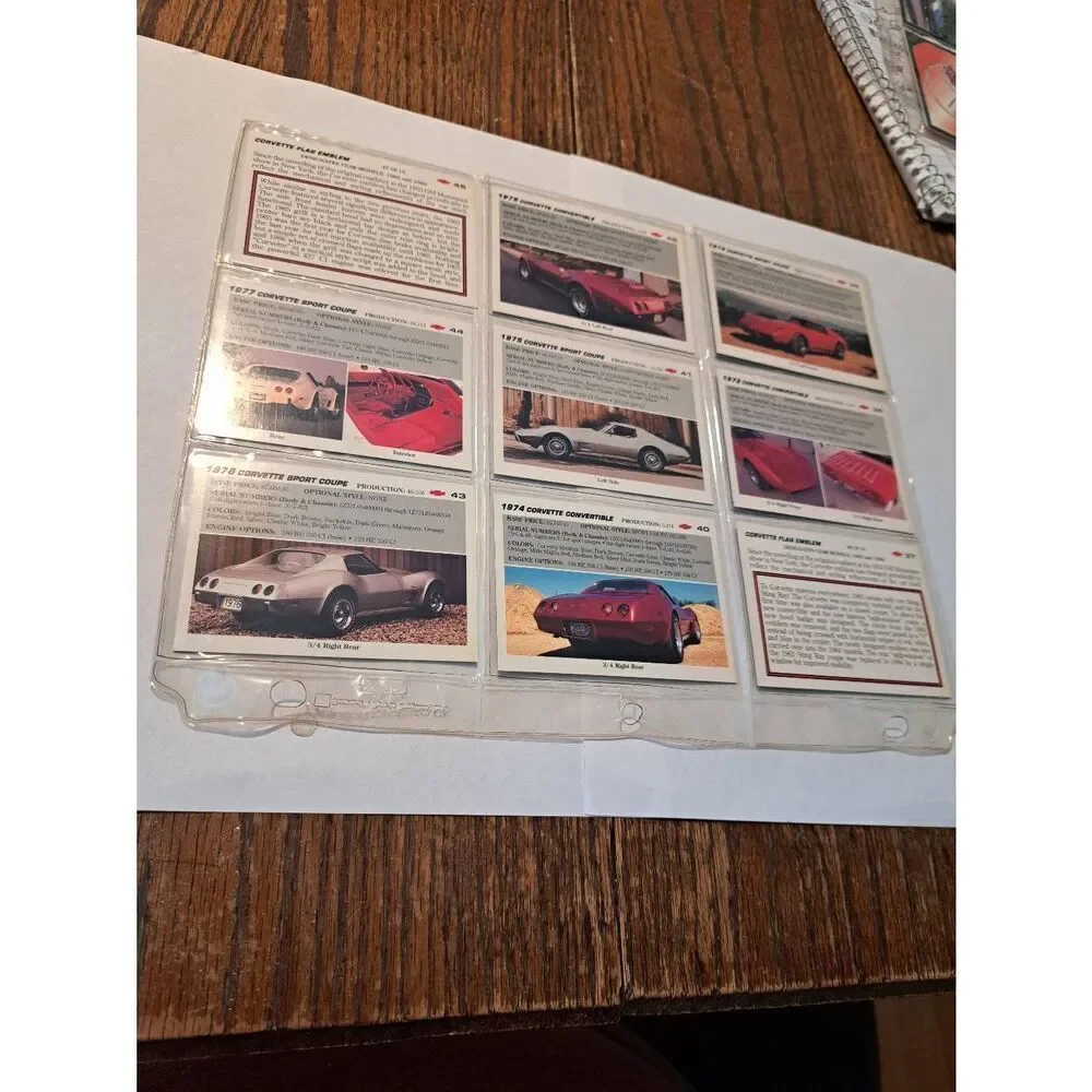 Vintage 1991 Collect A Card Vet Set Corvette Trading Cards Lot 9 Chevrolet Cards